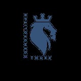 Cosmopolitan Tours logo featuring a blue lion head with crown and text on black background